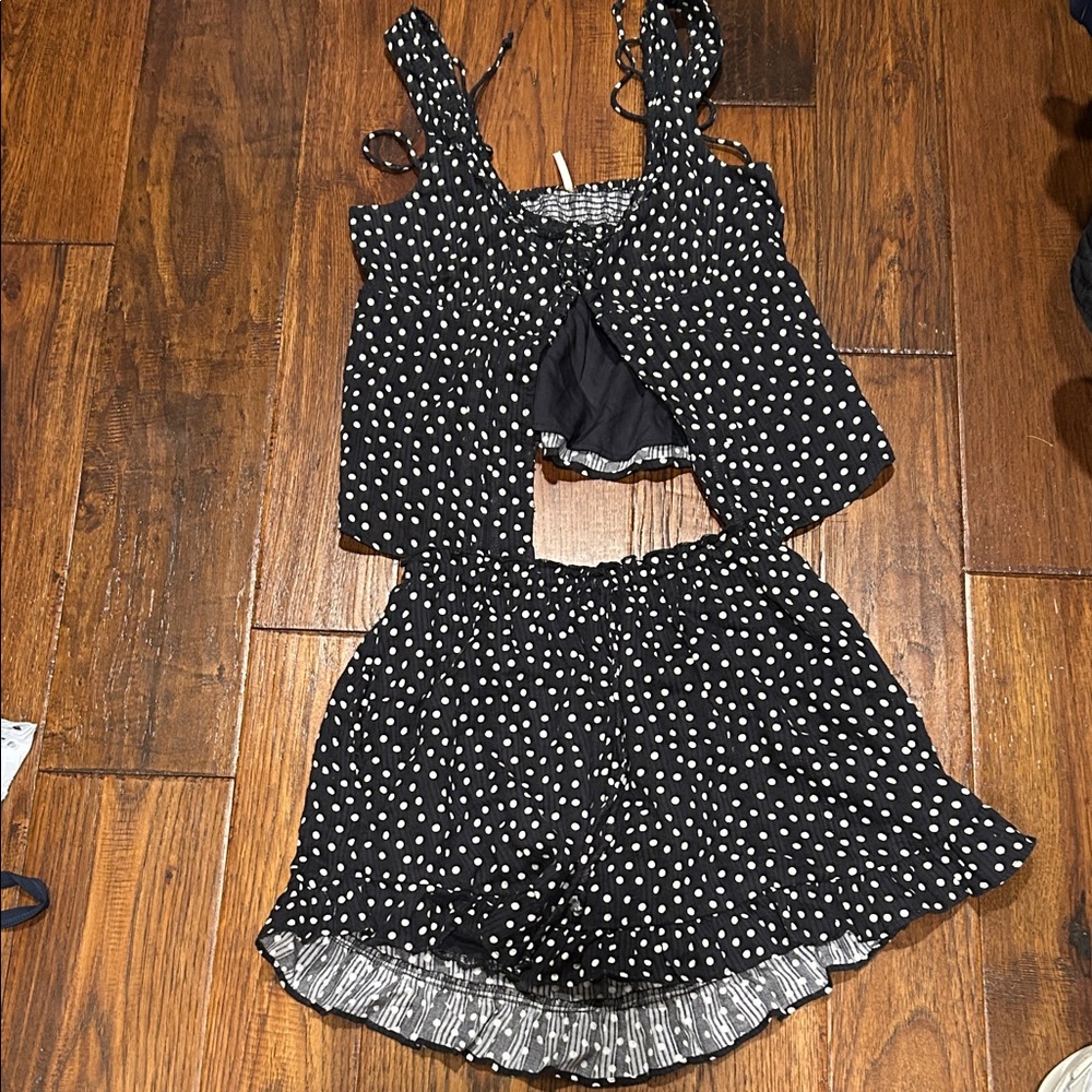 Free People Black and White Polka Dot Top